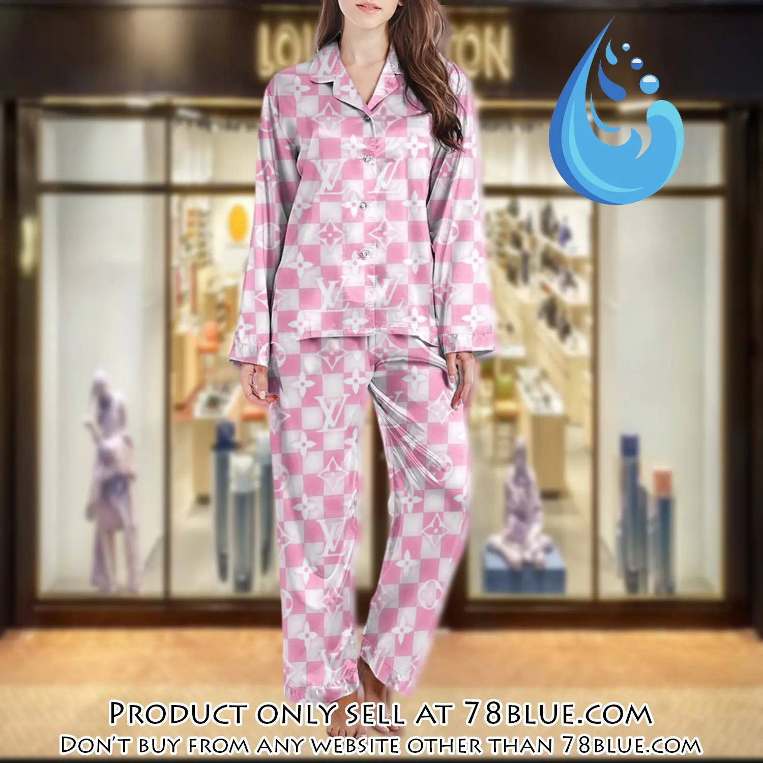 Lv monogram long satin pajama set pjs1033 78b2030409
